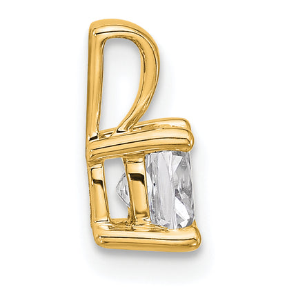 14K Yellow Gold 3/4 Carat Lab Grown Diamond Vs+ F+ Cushion Complete Four Prong Pendant