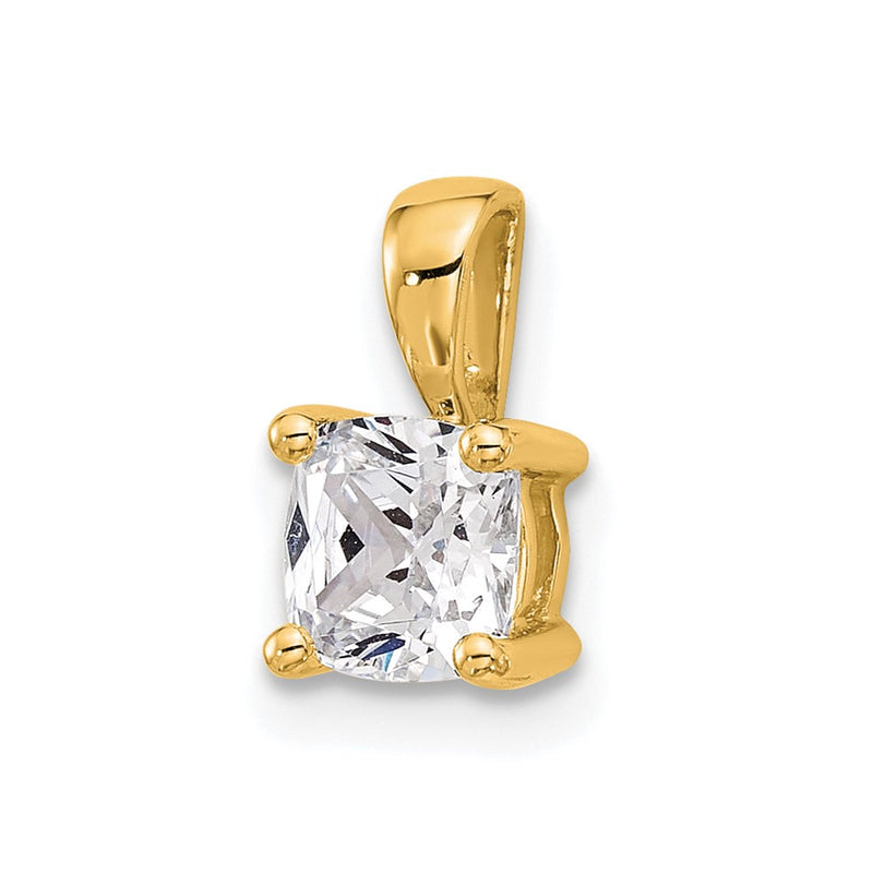 14k Yellow Gold 3/4 Ct. Lab Grown Diamond VS/SI+ G+ Cushion Four Prong Pendant