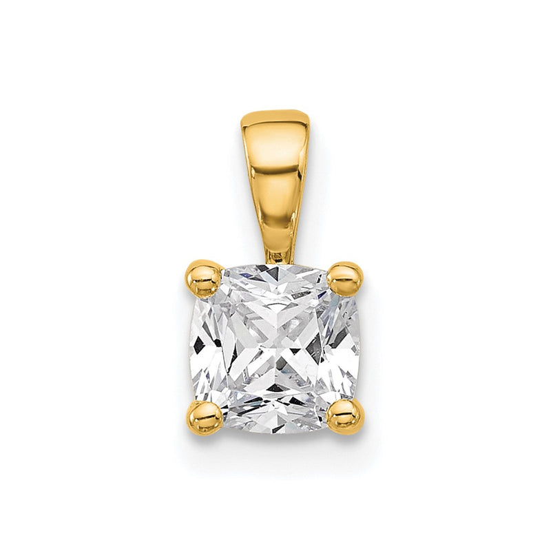 14k Yellow Gold 3/4 Ct. Certified Lab Grown Diamond VS/SI+ G+ Cushion Four Prong Pendant