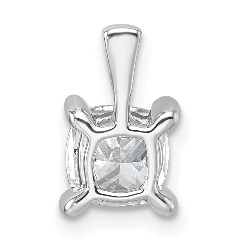 14k White Gold 1 Ct. Certified Lab Grown Diamond VS/SI+ G+ Cushion Four Prong Pendant