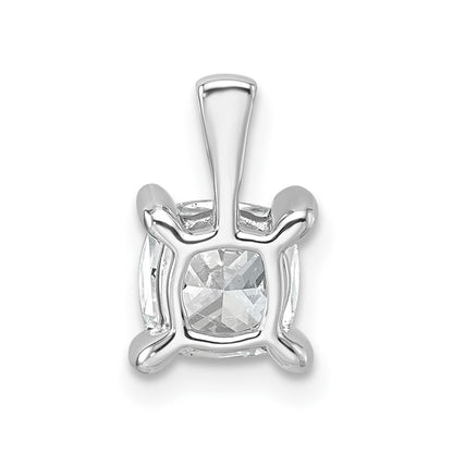 14K White Gold 1 Carat Certified Lab Grown Diamond Vs+ F+ Cushion Complete Four Prong Pendant