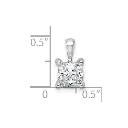 14k White Gold 1 Ct. Lab Grown Diamond VS/SI+ G+ Cushion Four Prong Pendant