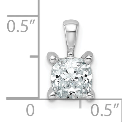 14k White Gold 1 Ct. Certified Lab Grown Diamond VS/SI+ G+ Cushion Four Prong Pendant