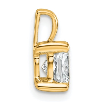 14K Yellow Gold 1 Carat Lab Grown Diamond Vs+ F+ Cushion Complete Four Prong Pendant