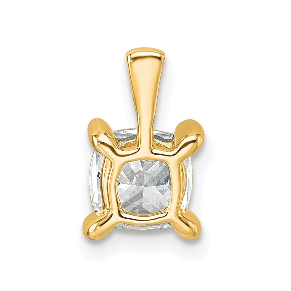 14k Yellow Gold 1 Ct. Lab Grown Diamond VS/SI+ G+ Cushion Four Prong Pendant