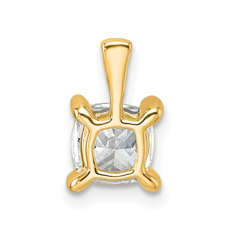 14k Yellow Gold 1 Ct. Lab Grown Diamond VS/SI+ G+ Cushion Four Prong Pendant