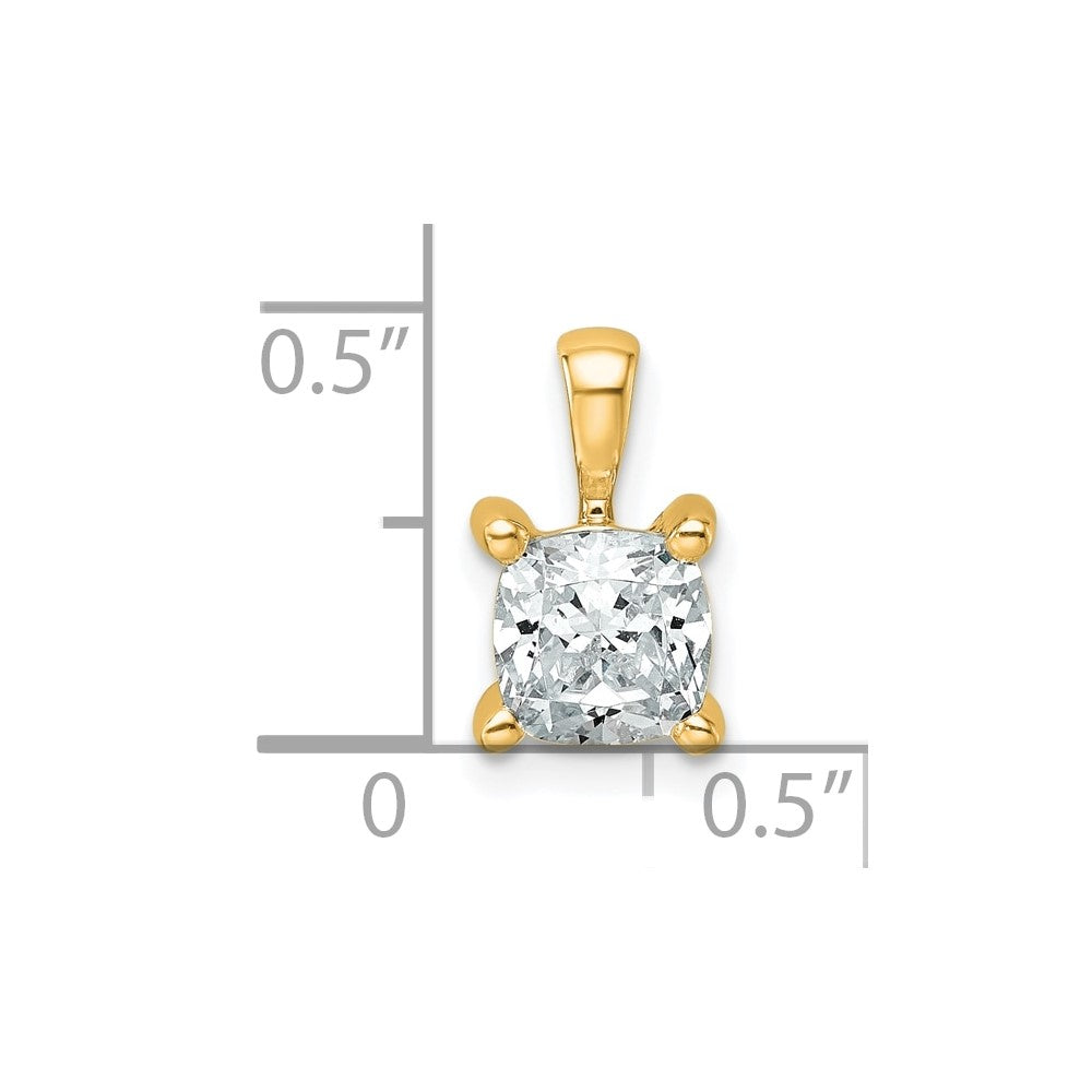 14k Yellow Gold 1 Ct. Certified Lab Grown Diamond VS/SI+ G+ Cushion Four Prong Pendant