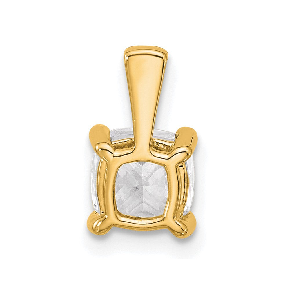 14k Yellow Gold 1 1/2 Ct. Lab Grown Diamond VS/SI+ G+ Cushion Four Prong Pendant