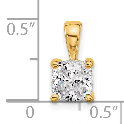 14K Yellow Gold 1 1/2 Carat Certified Lab Grown Diamond Vs+ F+ Cushion Complete Four Prong Pendant