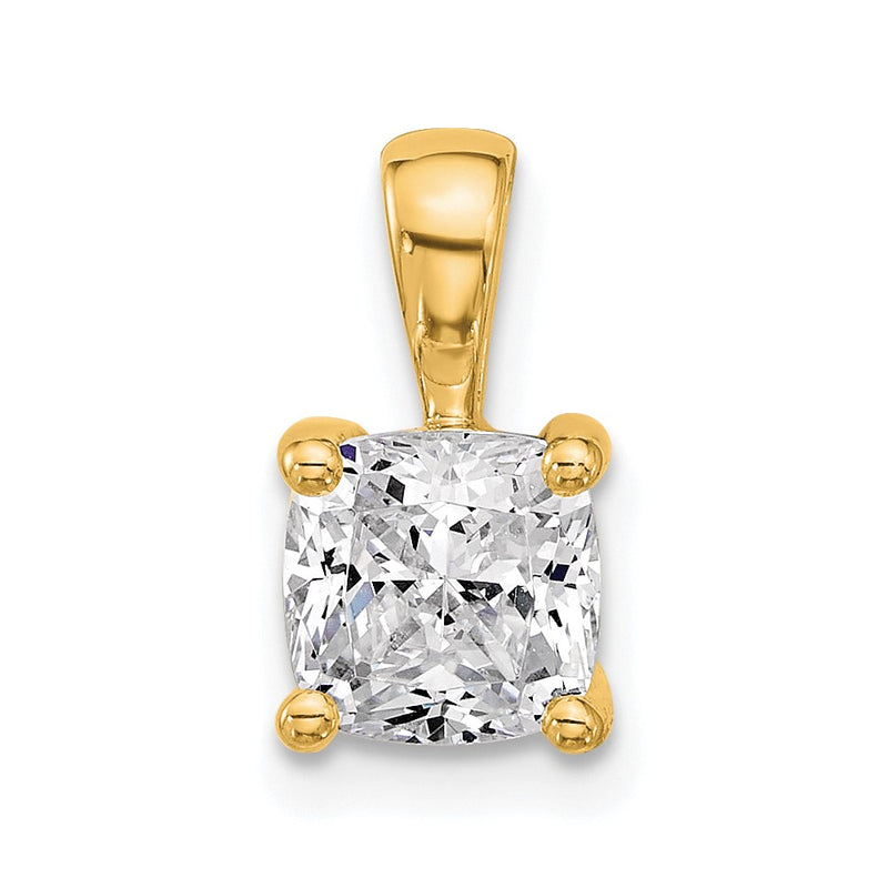 14k Yellow Gold 1 1/2 Ct. Certified Lab Grown Diamond VS/SI+ G+ Cushion Four Prong Pendant