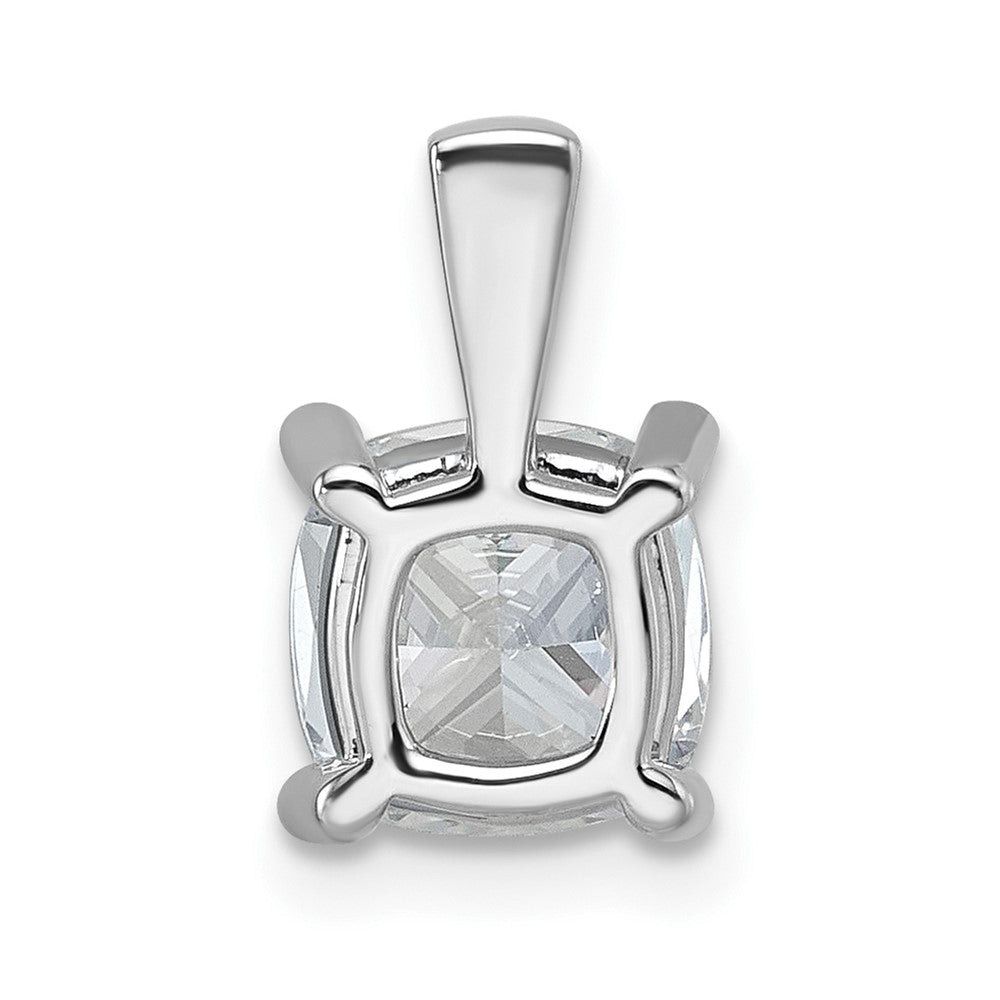 14K White Gold 2 Carat Lab Grown Diamond Vs+ F+ Cushion Complete Four Prong Pendant