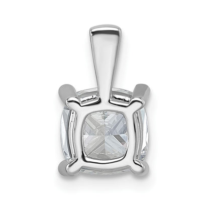 14K White Gold 2 Carat Lab Grown Diamond Vs+ F+ Cushion Complete Four Prong Pendant