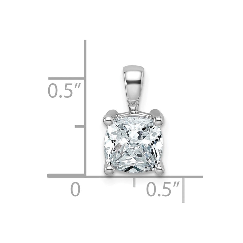 14K White Gold 2 Carat Lab Grown Diamond Vs+ F+ Cushion Complete Four Prong Pendant