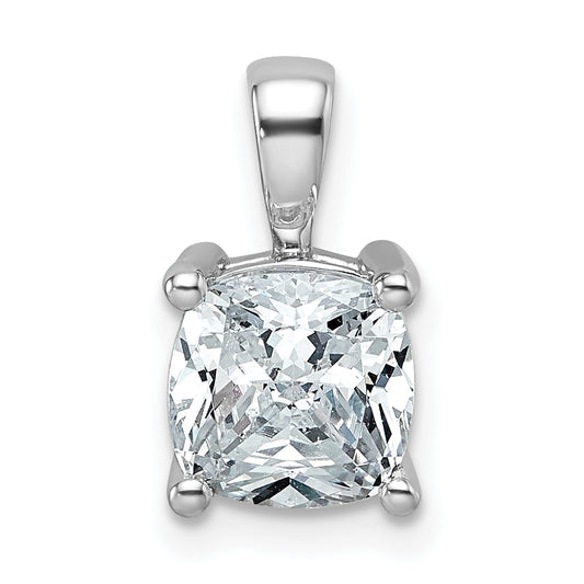14k White Gold 2 Ct. Certified Lab Grown Diamond VS/SI+ G+ Cushion Four Prong Pendant