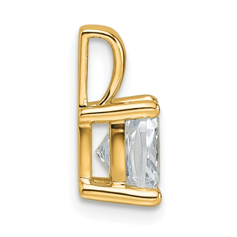 14K Yellow Gold 2 Carat Lab Grown Diamond Vs+ F+ Cushion Complete Four Prong Pendant