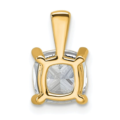 14K Yellow Gold 2 Carat Certified Lab Grown Diamond Vs+ F+ Cushion Complete Four Prong Pendant