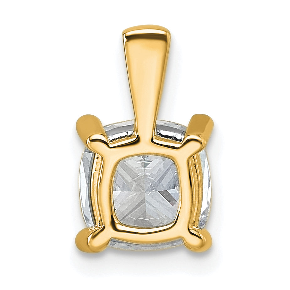14k Yellow Gold 2 Ct. Certified Lab Grown Diamond VS/SI+ G+ Cushion Four Prong Pendant