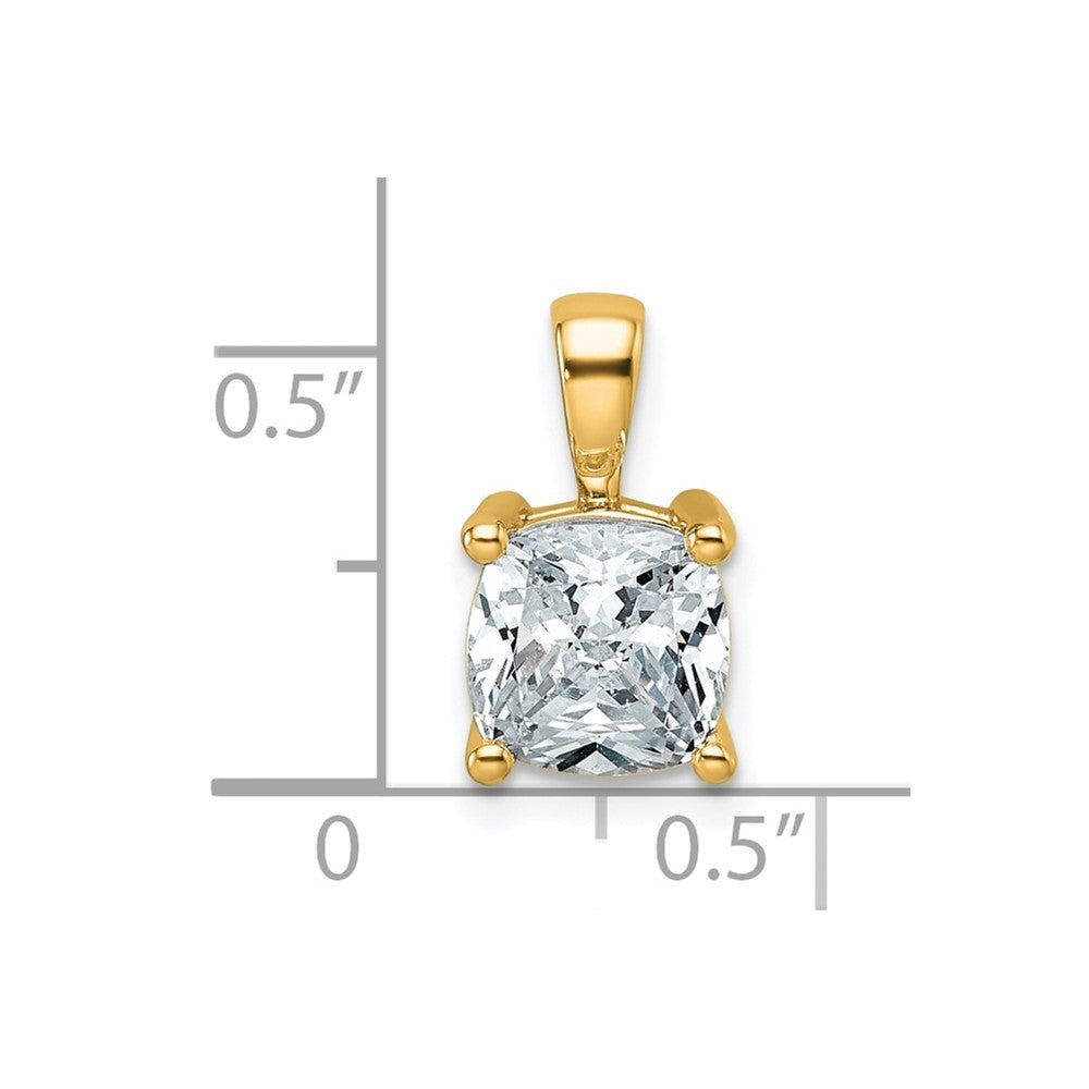 14K Yellow Gold 2 Carat Lab Grown Diamond Vs+ F+ Cushion Complete Four Prong Pendant
