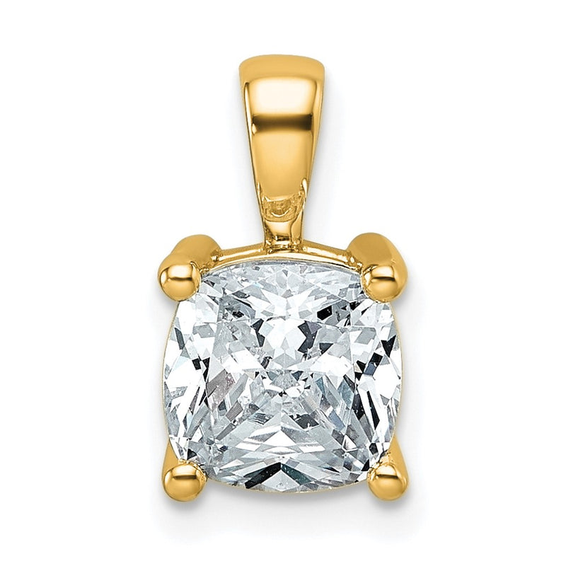 14k Yellow Gold 2 Ct. Certified Lab Grown Diamond VS/SI+ G+ Cushion Complete Four Prong Pendant