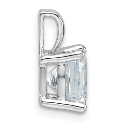 14K White Gold 2 1/2 Carat Certified Lab Grown Diamond Vs+ F+ Cushion Complete Four Prong Pendant