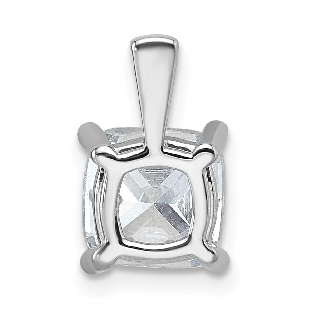 14K White Gold 2 1/2 Carat Lab Grown Diamond Vs+ F+ Cushion Complete Four Prong Pendant