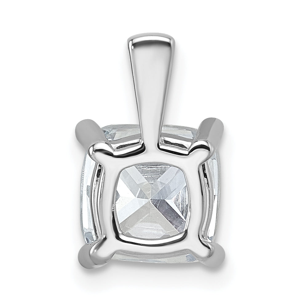 14K White Gold 2 1/2 Carat Certified Lab Grown Diamond Vs+ F+ Cushion Complete Four Prong Pendant
