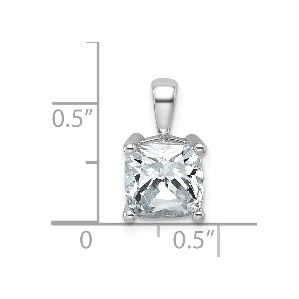 14K White Gold 2 1/2 Carat Lab Grown Diamond Vs+ F+ Cushion Complete Four Prong Pendant