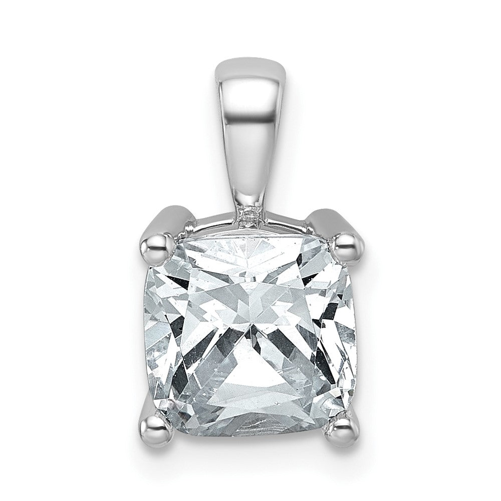 14K White Gold 2 1/2 Carat Certified Lab Grown Diamond Vs+ F+ Cushion Complete Four Prong Pendant