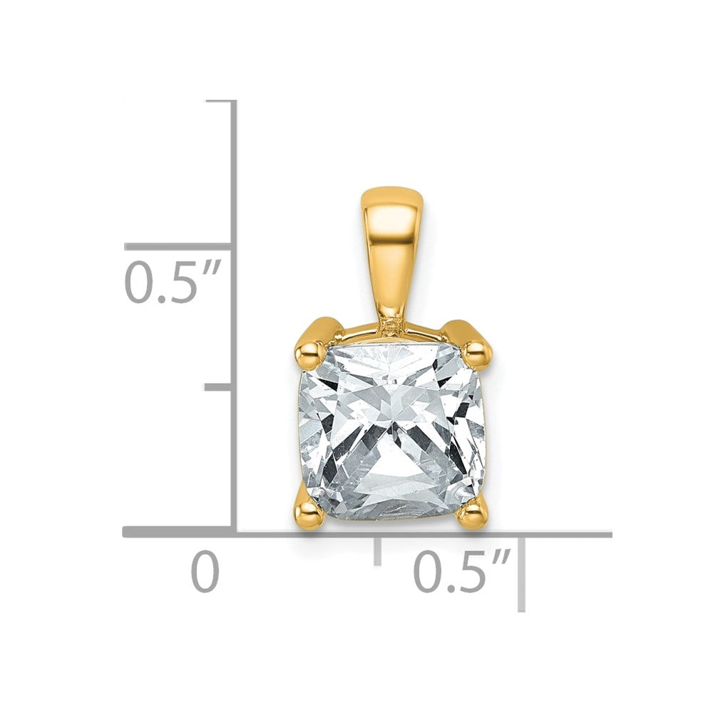 14k Yellow Gold 2 1/2 Ct. Certified Lab Grown Diamond VS/SI+ G+ Cushion Four Prong Pendant