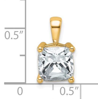 14k Yellow Gold 2 1/2 Ct. Certified Lab Grown Diamond VS/SI+ G+ Cushion Four Prong Pendant