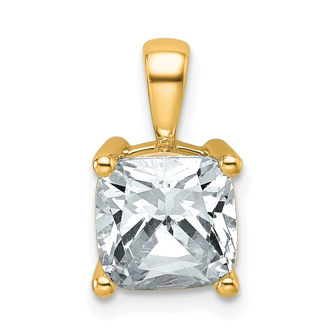 14k Yellow Gold 2 1/2 Ct. Certified Lab Grown Diamond VS/SI+ G+ Cushion Four Prong Pendant