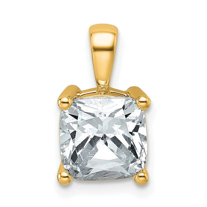 14k Yellow Gold 2 1/2 Ct. Certified Lab Grown Diamond VS/SI+ G+ Cushion Four Prong Pendant