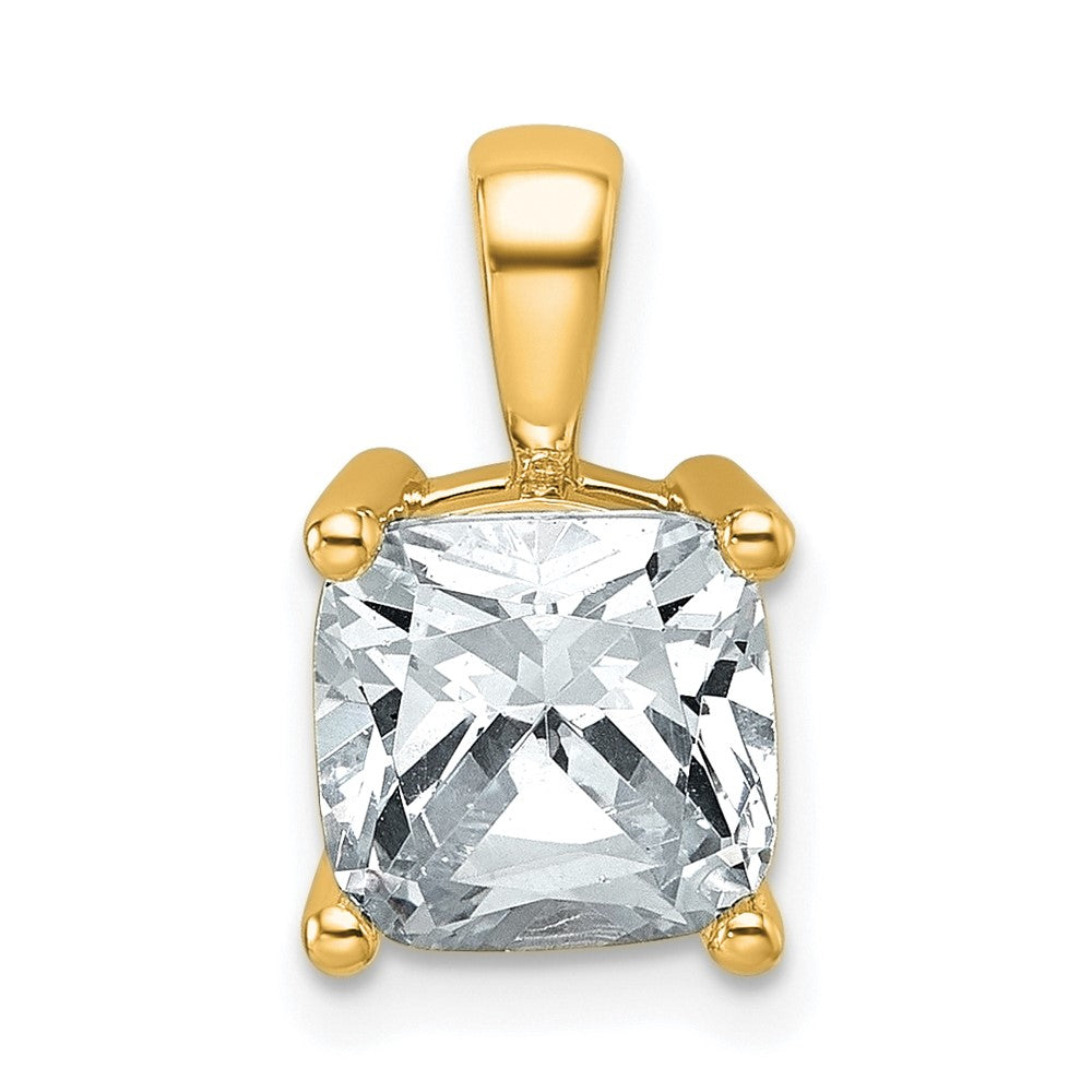 14k Yellow Gold 2 1/2 Ct. Lab Grown Diamond VS/SI+ G+ Cushion Four Prong Pendant
