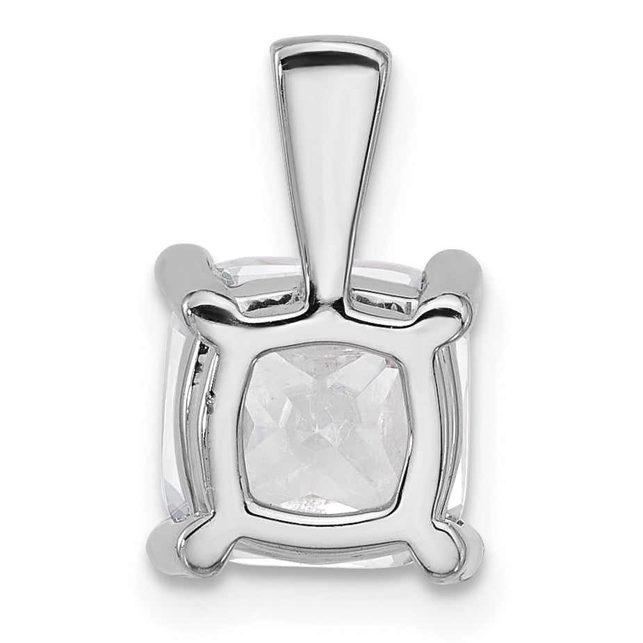 14K White Gold 3 Carat Lab Grown Diamond Vs+ F+ Cushion Complete Four Prong Pendant