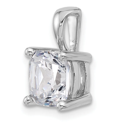14K White Gold 3 Carat Lab Grown Diamond Vs+ F+ Cushion Complete Four Prong Pendant