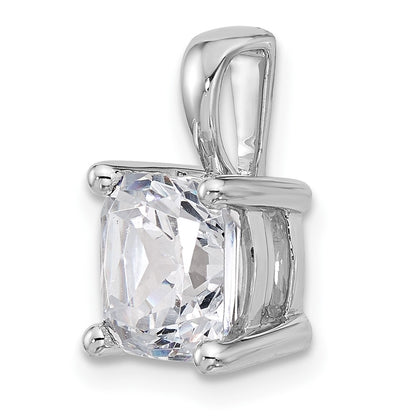 14k White Gold 3 Ct. Lab Grown Diamond VS/SI+ G+ Cushion Complete Four Prong Pendant