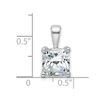 14k White Gold 3 Ct. Lab Grown Diamond VS/SI+ G+ Cushion Complete Four Prong Pendant