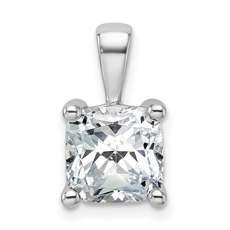 14k White Gold 3 Ct. Certified Lab Grown Diamond VS/SI+ G+ Cushion Four Prong Pendant
