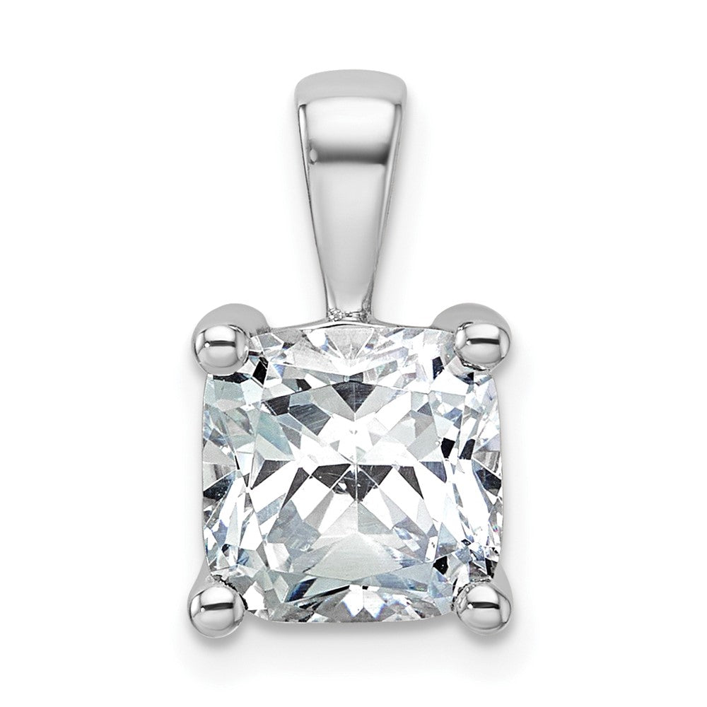 14k White Gold 3 Ct. Lab Grown Diamond VS/SI+ G+ Cushion Complete Four Prong Pendant