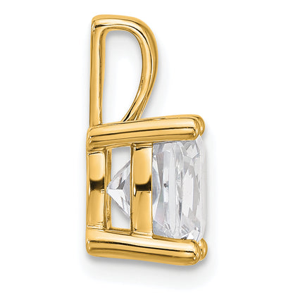 14K Yellow Gold 3 Carat Lab Grown Diamond Vs+ F+ Cushion Complete Four Prong Pendant