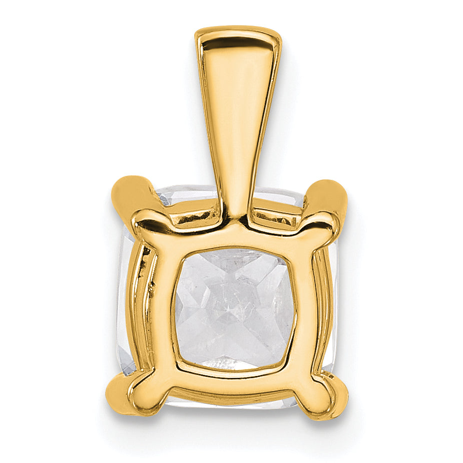 14K Yellow Gold 3 Carat Lab Grown Diamond Vs+ F+ Cushion Complete Four Prong Pendant