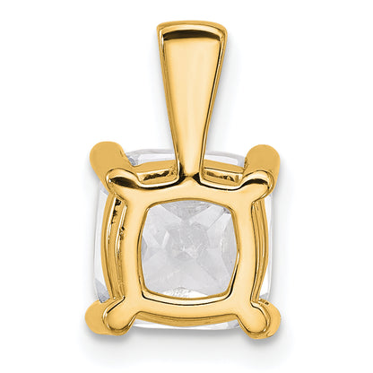 14K Yellow Gold 3 Carat Lab Grown Diamond Vs+ F+ Cushion Complete Four Prong Pendant
