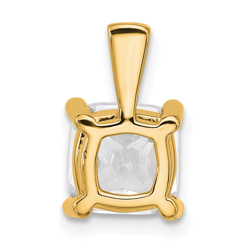 14K Yellow Gold 3 Carat Lab Grown Diamond Vs+ F+ Cushion Complete Four Prong Pendant