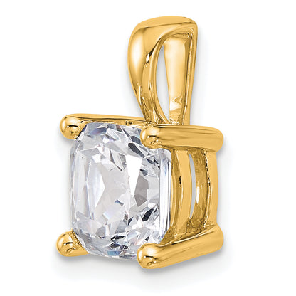14K Yellow Gold 3 Carat Lab Grown Diamond Vs+ F+ Cushion Complete Four Prong Pendant