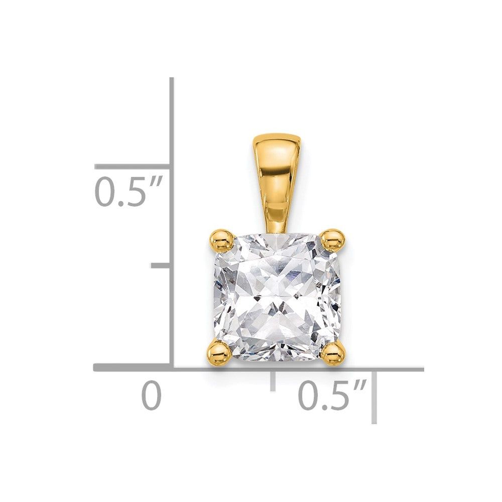 14K Yellow Gold 3 Carat Lab Grown Diamond Vs+ F+ Cushion Complete Four Prong Pendant