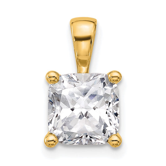 14k Yellow Gold 3 Ct. Lab Grown Diamond VS/SI+ G+ Cushion Complete Four Prong Pendant