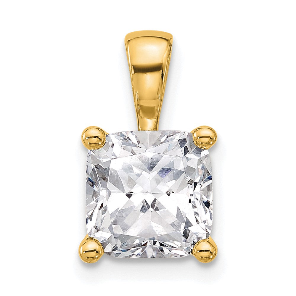 14k Yellow Gold 3 Ct. Lab Grown Diamond VS/SI+ G+ Cushion Four Prong Pendant