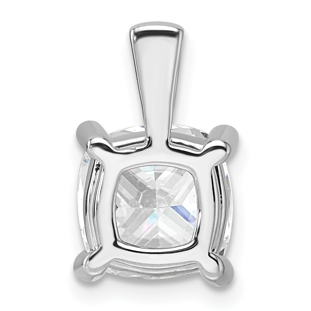 14K White Gold 4 Carat Lab Grown Diamond Vs+ F+ Cushion Complete Four Prong Pendant
