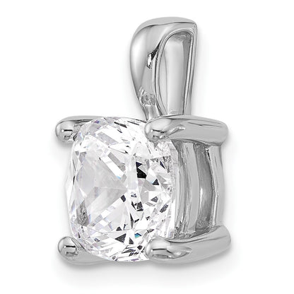 14K White Gold 4 Carat Lab Grown Diamond Vs+ F+ Cushion Complete Four Prong Pendant