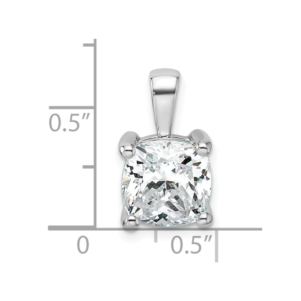 14k White Gold 4 Ct. Lab Grown Diamond VS/SI+ G+ Cushion Four Prong Pendant